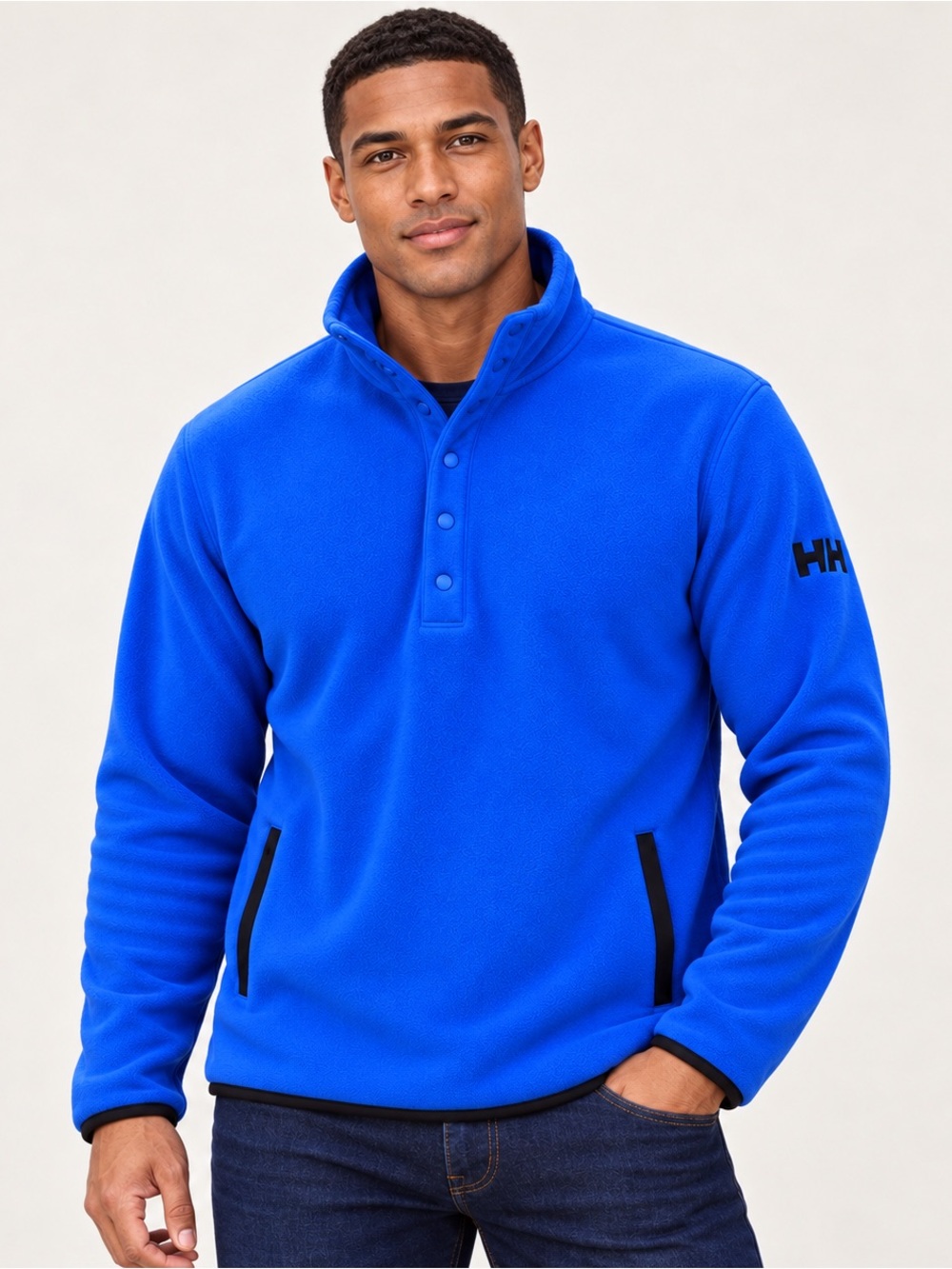 Helly Hansen Men’s Blue Snap Neck Fleece Pullover Outdoor Large